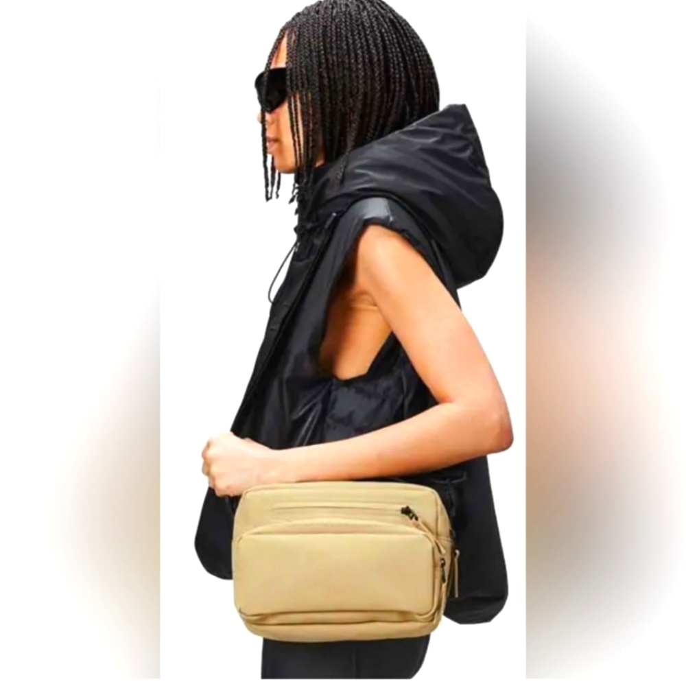 NWT Rains Large Box Bag Sand Tan Waterproof Crossbody Denmark